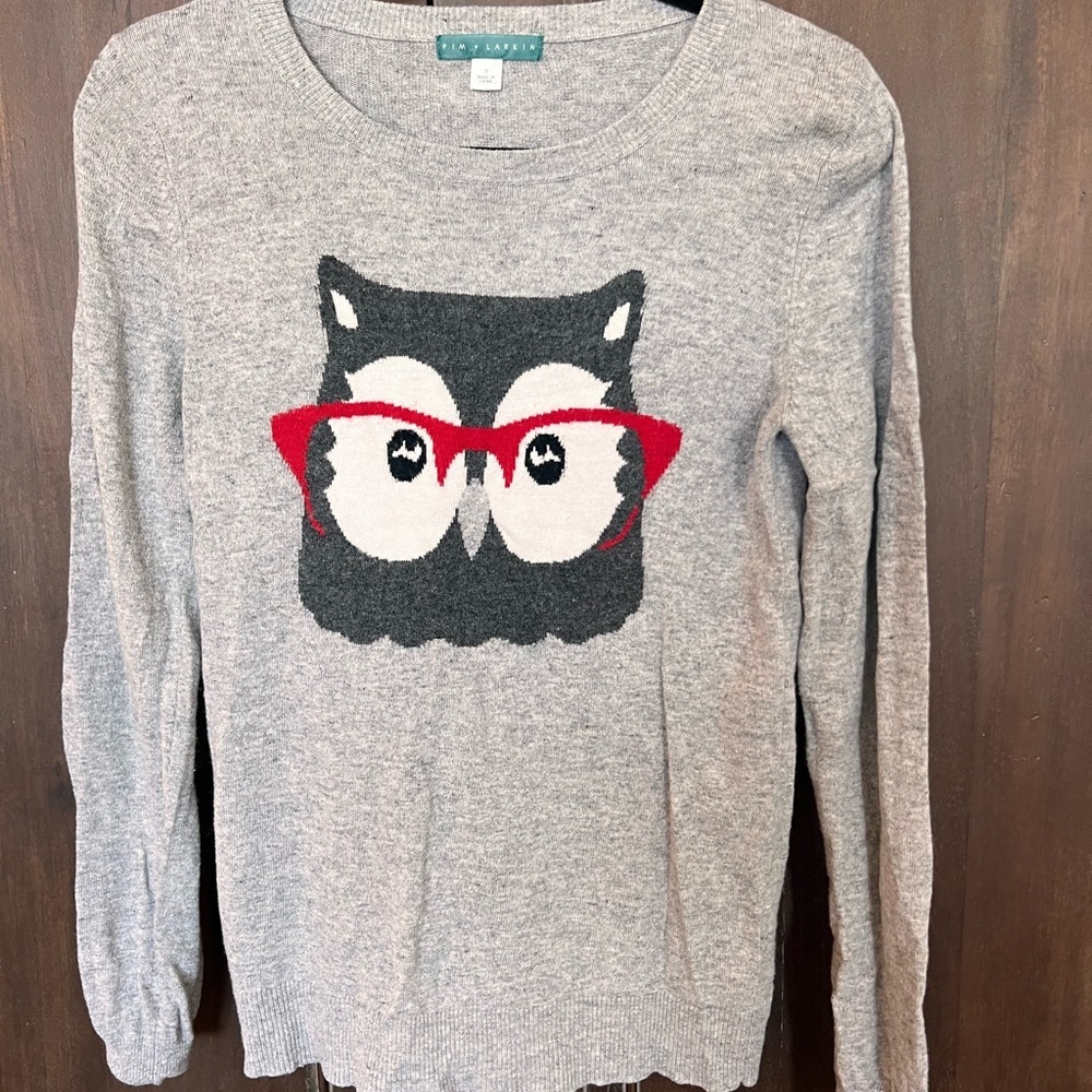 Pim + Larkin Gray Knit Sweater with Owl Design